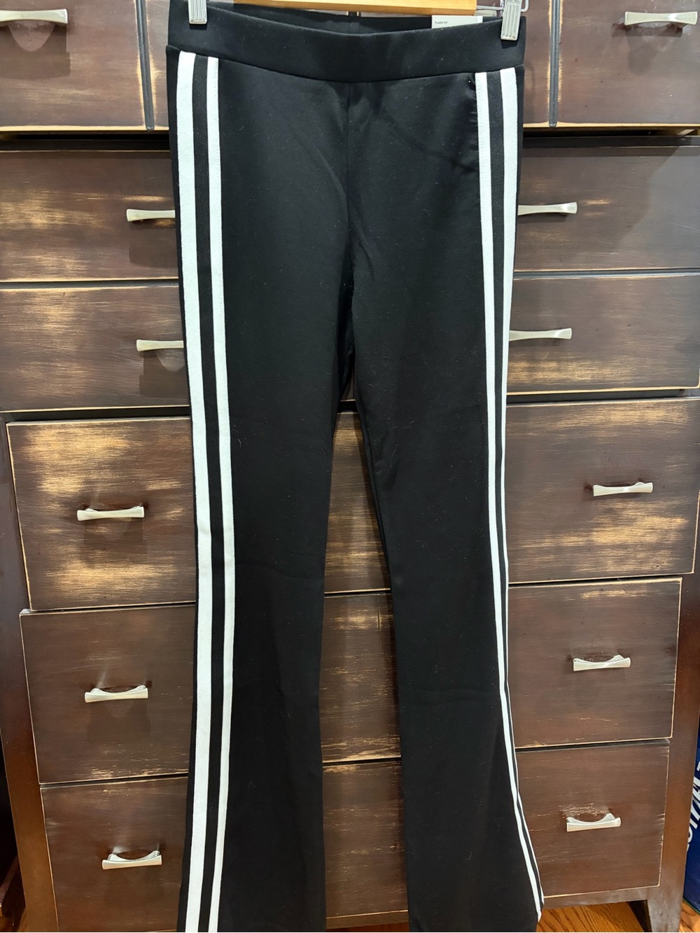 Zara Black Athletic Stripe Flare Pants/ Medium